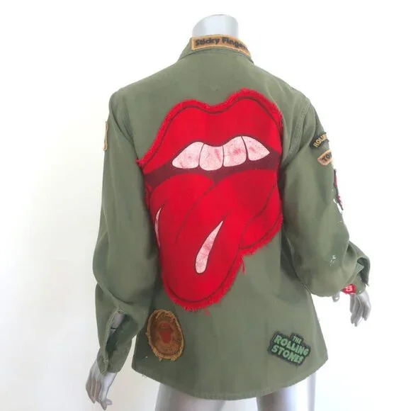 Madeworn Rolling Stones Army Jacket Military Green Cotton Size